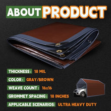 Load image into Gallery viewer, Super Heavy Duty 18 Mil Tarp with Reinforced Edges for All Weather Protection