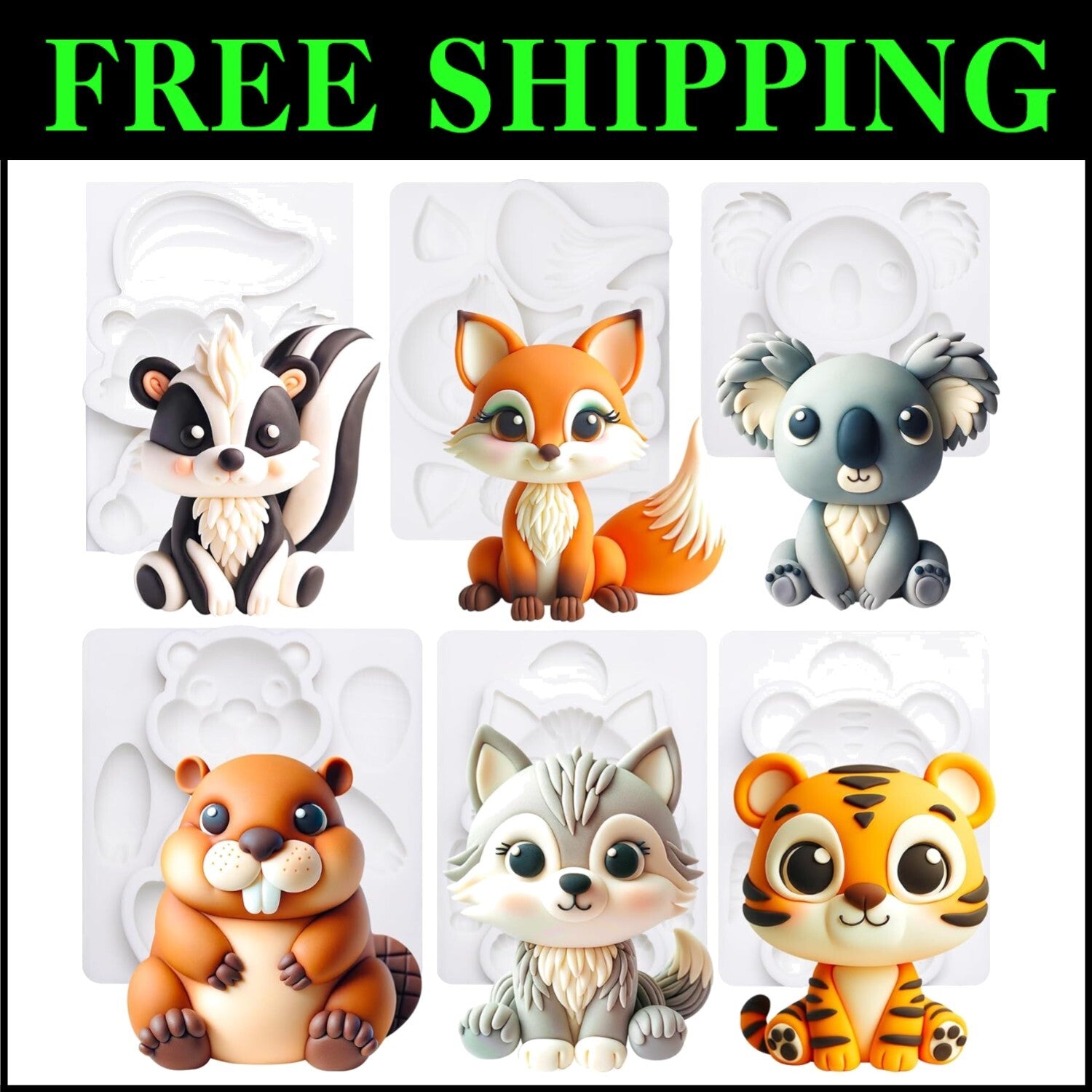 Food-Grade Woodland Animal Cake Topper Molds - Perfect for Kids' Parties