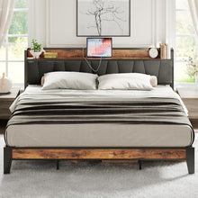 Load image into Gallery viewer, King Size Bed Frame with Storage Headboard &amp; Charging Station - Easy Assembly