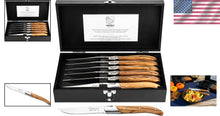 Load image into Gallery viewer, Premium Stainless Steel Steak Knives with Olive Wood Handles - Set of 6