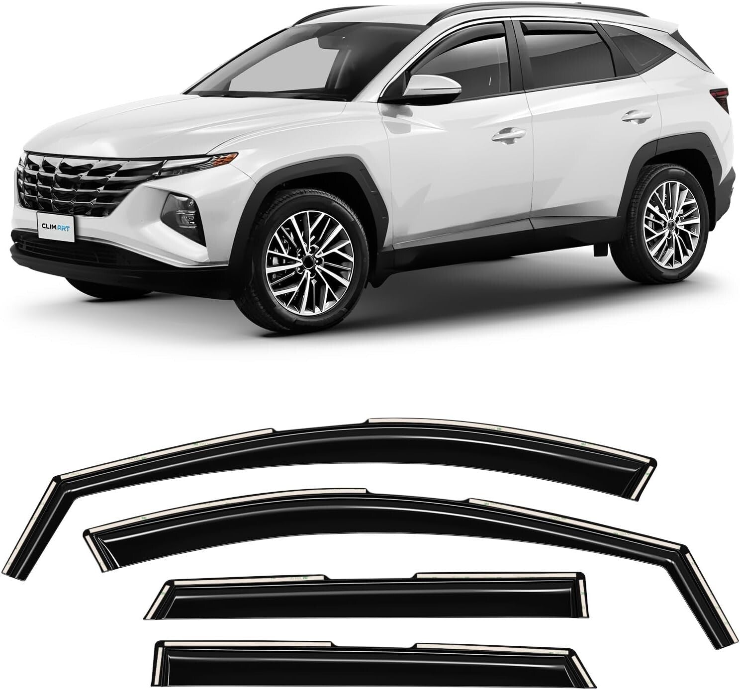 Dark Smoke In-Channel Rain Guards for Hyundai Tucson 2022-2025 - Durable Visors