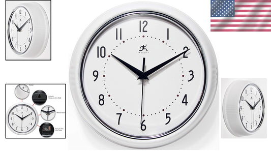 Durable Aluminum Frame Wall Clock 9.5 Inch – Vintage Style for Kitchen or Dining