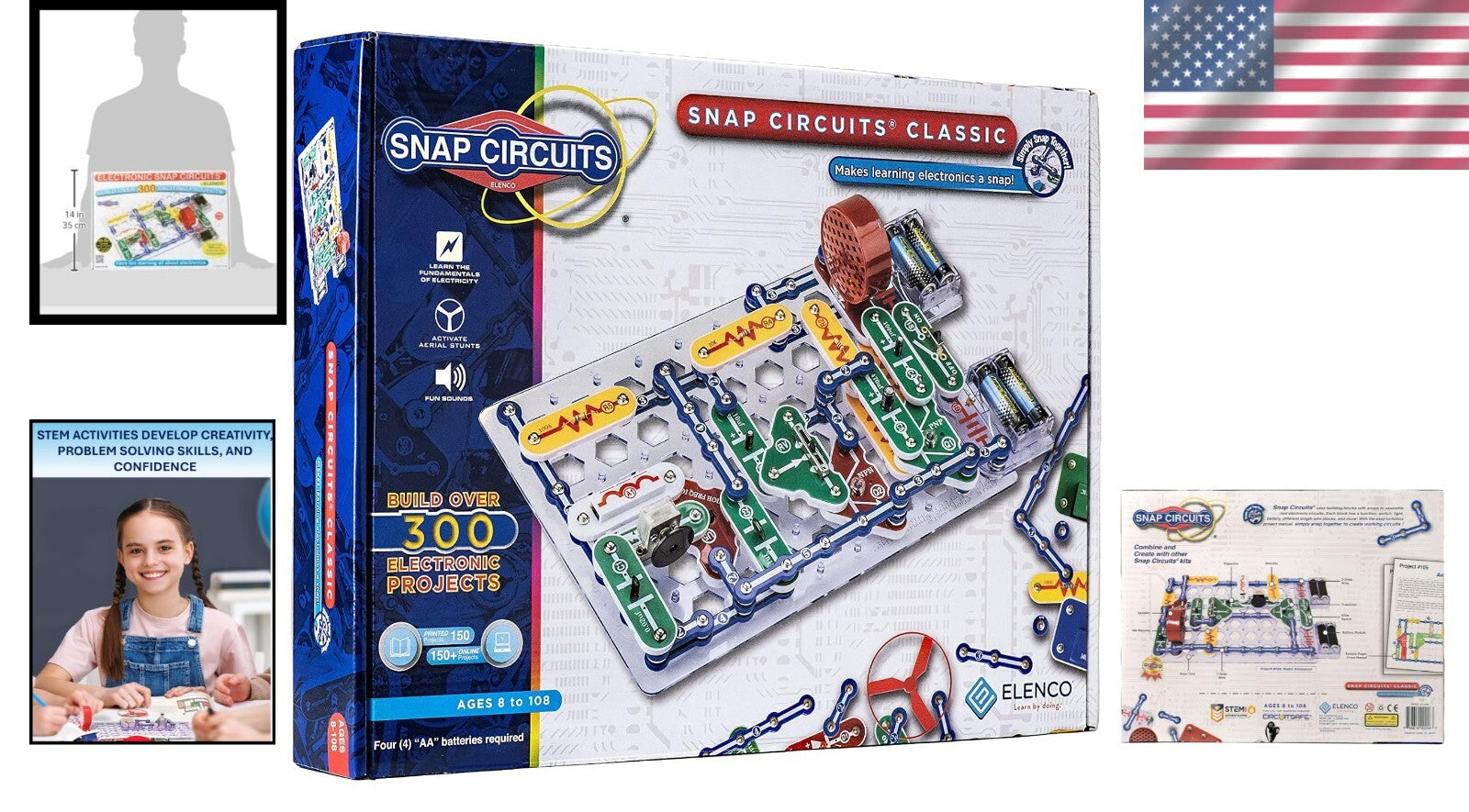 Award-Winning Classic Electronics Kit - 60+ Parts for 305 STEM Projects, Ages 8+