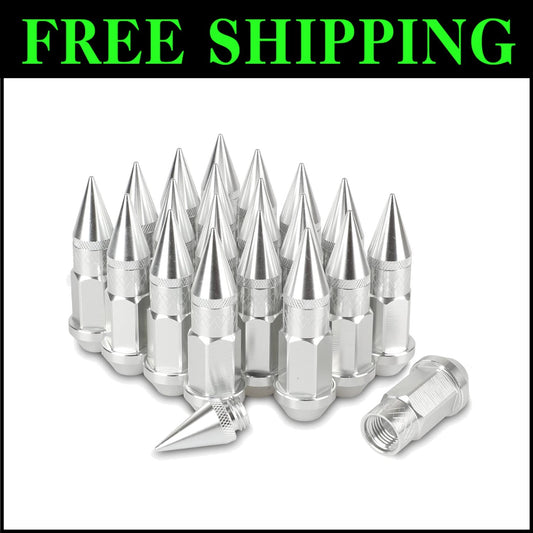 20PCS Silver Aluminum Wheel Spikes Lug Nuts M12X1.5 for Enhanced Aesthetics