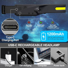Load image into Gallery viewer, Waterproof 4-Pack Rechargeable Headlamps with Motion Sensor &amp; 30° Wide Beam