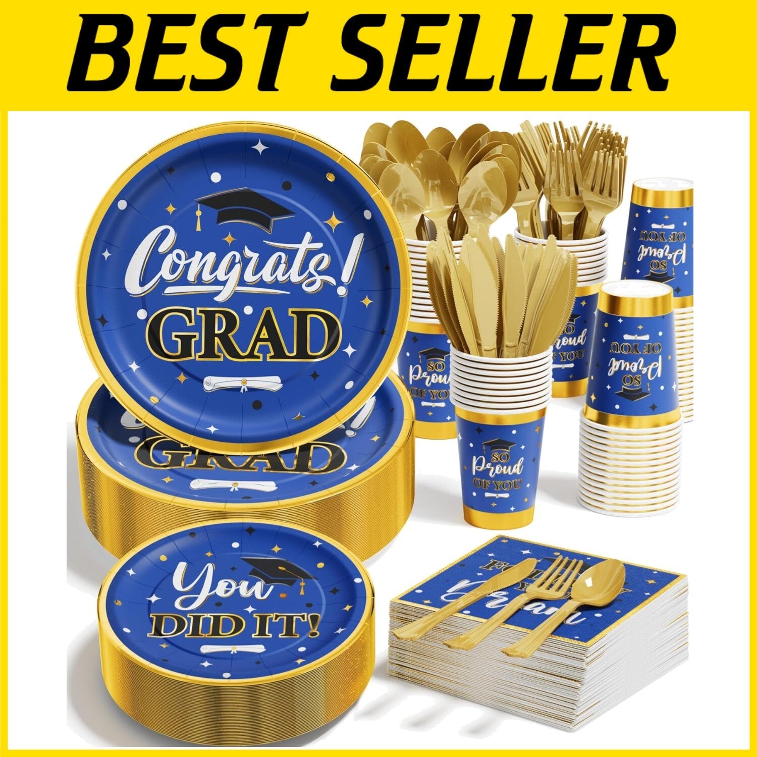 Elegant Disposable Dinnerware Set - 350 PCS for 2025 Graduation Celebrations