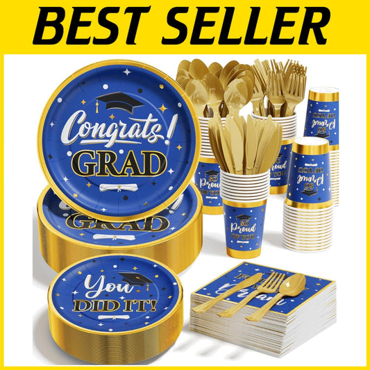 Elegant Disposable Dinnerware Set - 350 PCS for 2025 Graduation Celebrations