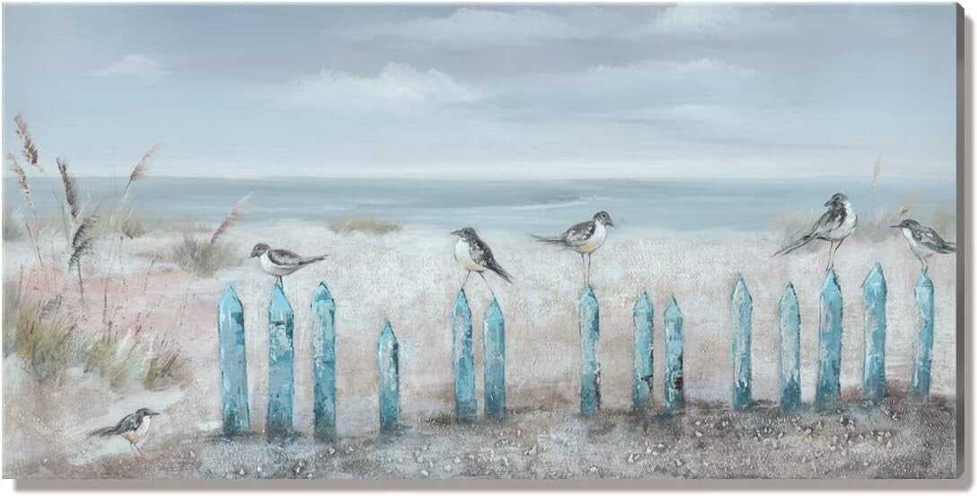 Captivating Hand-Painted 60x30 Beach Art - Ready to Hang Coastal Wall Decor