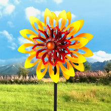 Load image into Gallery viewer, 62" Sunflower Wind Sculpture - 360° Kinetic Metal Pinwheel for Garden Decor