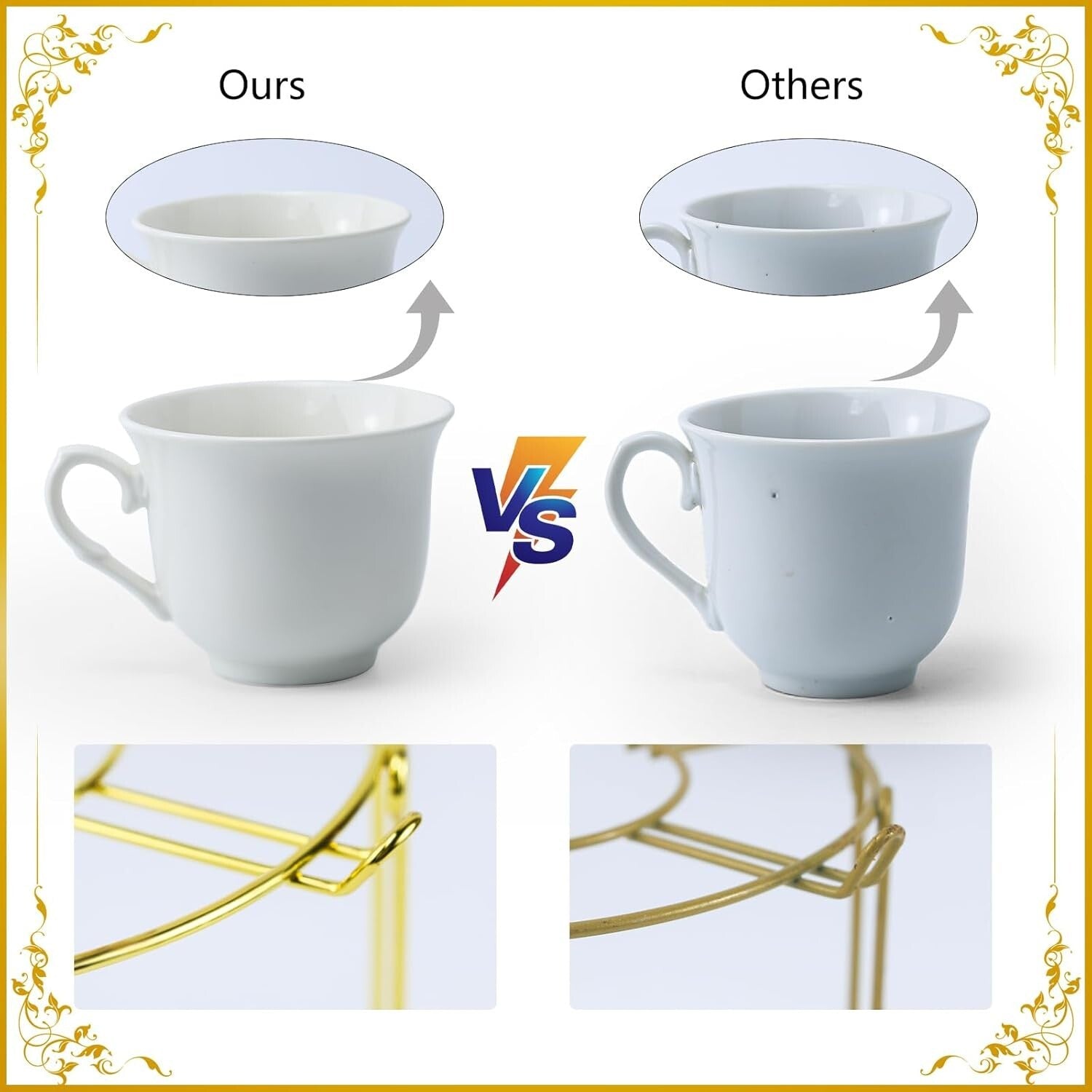 20-Piece European Porcelain Tea Set with Golden Holder - Flower Pattern