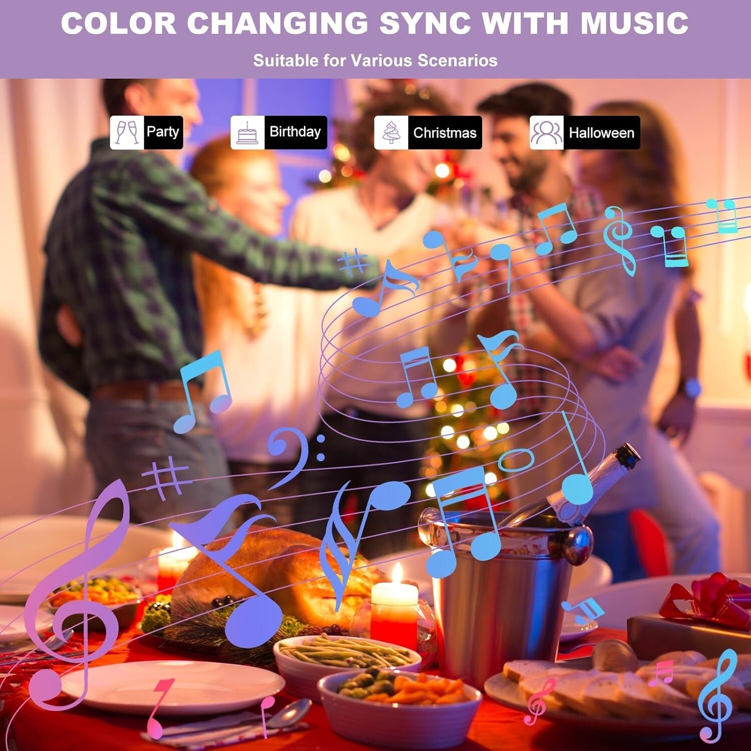 Flexible 20ft RGB COB LED Strip Light with Smart App & Voice Control Features