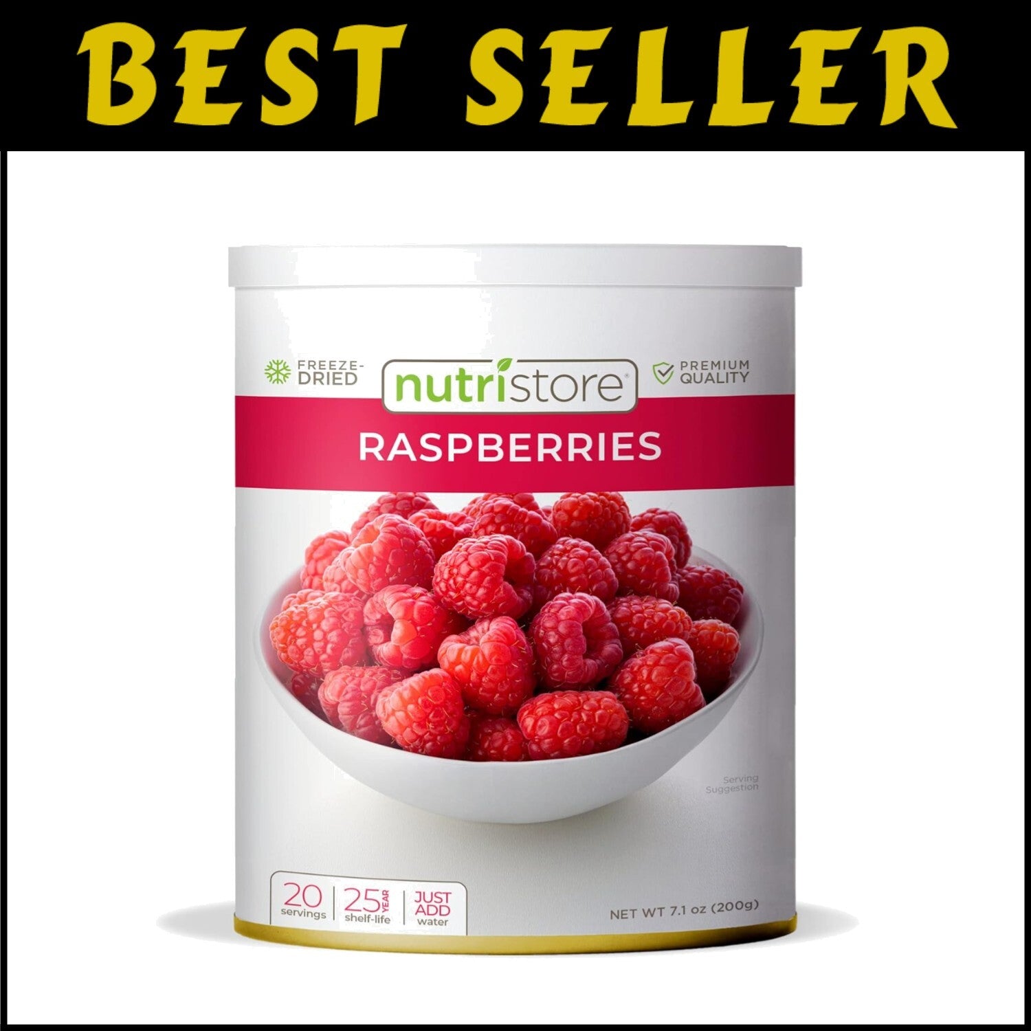 Nutritious Freeze-Dried Raspberries | Versatile 20-Serving Emergency Food Can