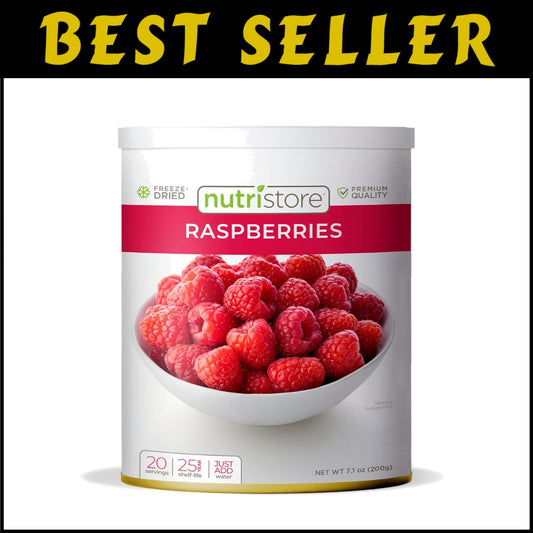 Nutritious Freeze-Dried Raspberries | Versatile 20-Serving Emergency Food Can