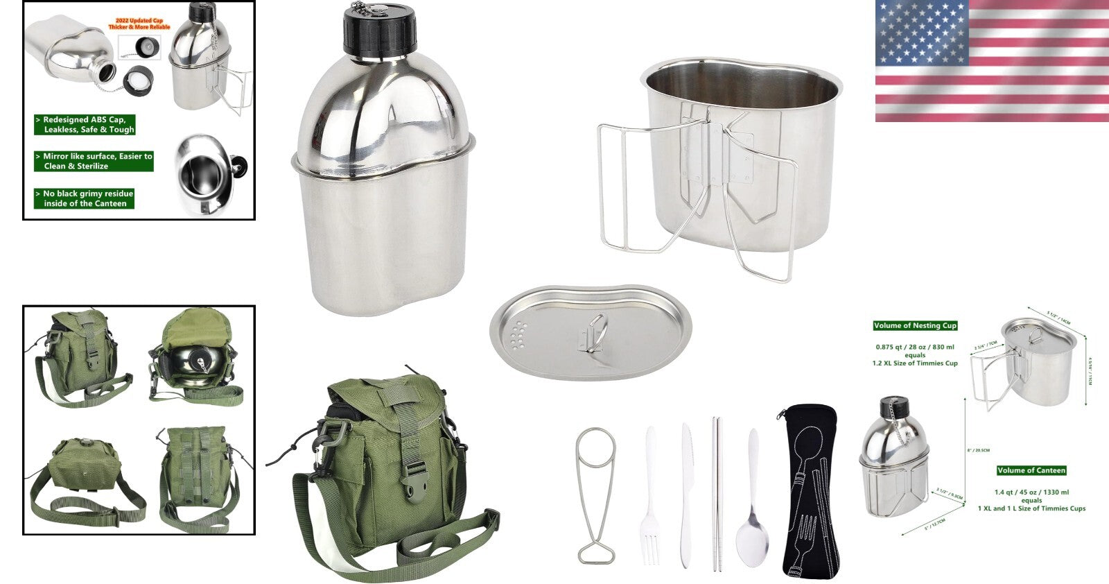 Compact and Durable Stainless Steel Cooking Set - Ideal for Survival Situations