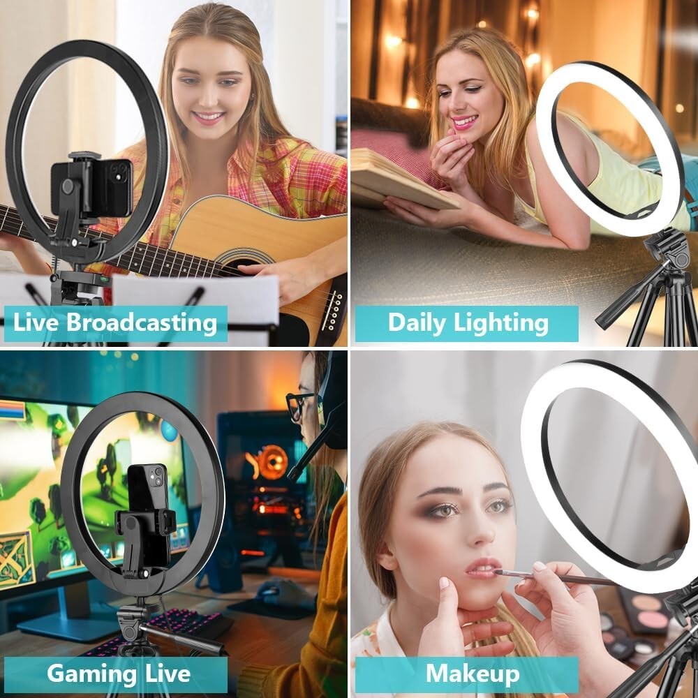 12'' LED Ring Light with Extendable 50'' Tripod Stand - Perfect for YouTube &...