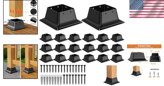 Durable 20 Pack Steel Post Base Brackets for Easy Deck & Porch Installation