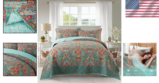 Luxurious Cotton Quilt Set with Gorgeous Floral Pattern - California King Size