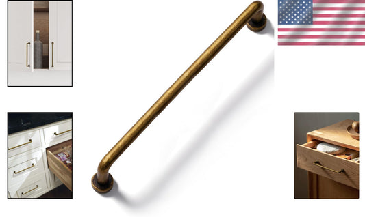 Premium Quality Antique Brass Cabinet Pulls - 10 Count for Kitchens & Baths