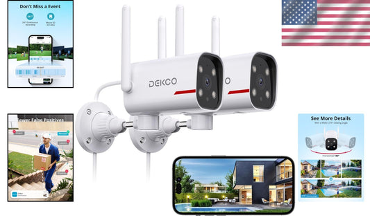 2K Outdoor Security Camera System - 180° Pan, Night Vision & Alexa Compatible