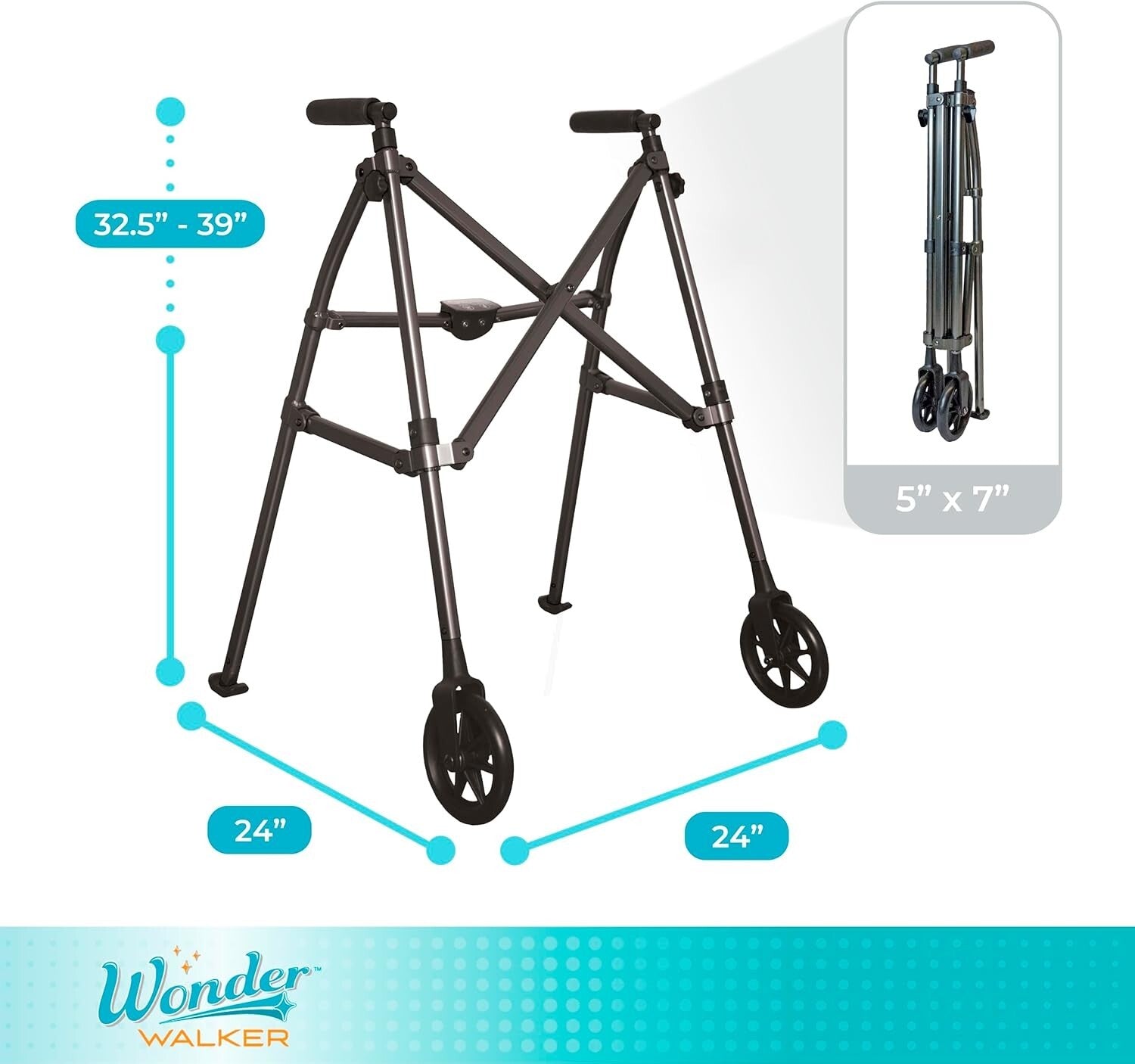 EZ Fold-N-Go Walker for Seniors: Stylish & Space-Saving with Adjustable Handles