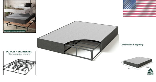 Quick Assembly Full Size 9-Inch Mattress Foundation - Durable Grey Steel Frame