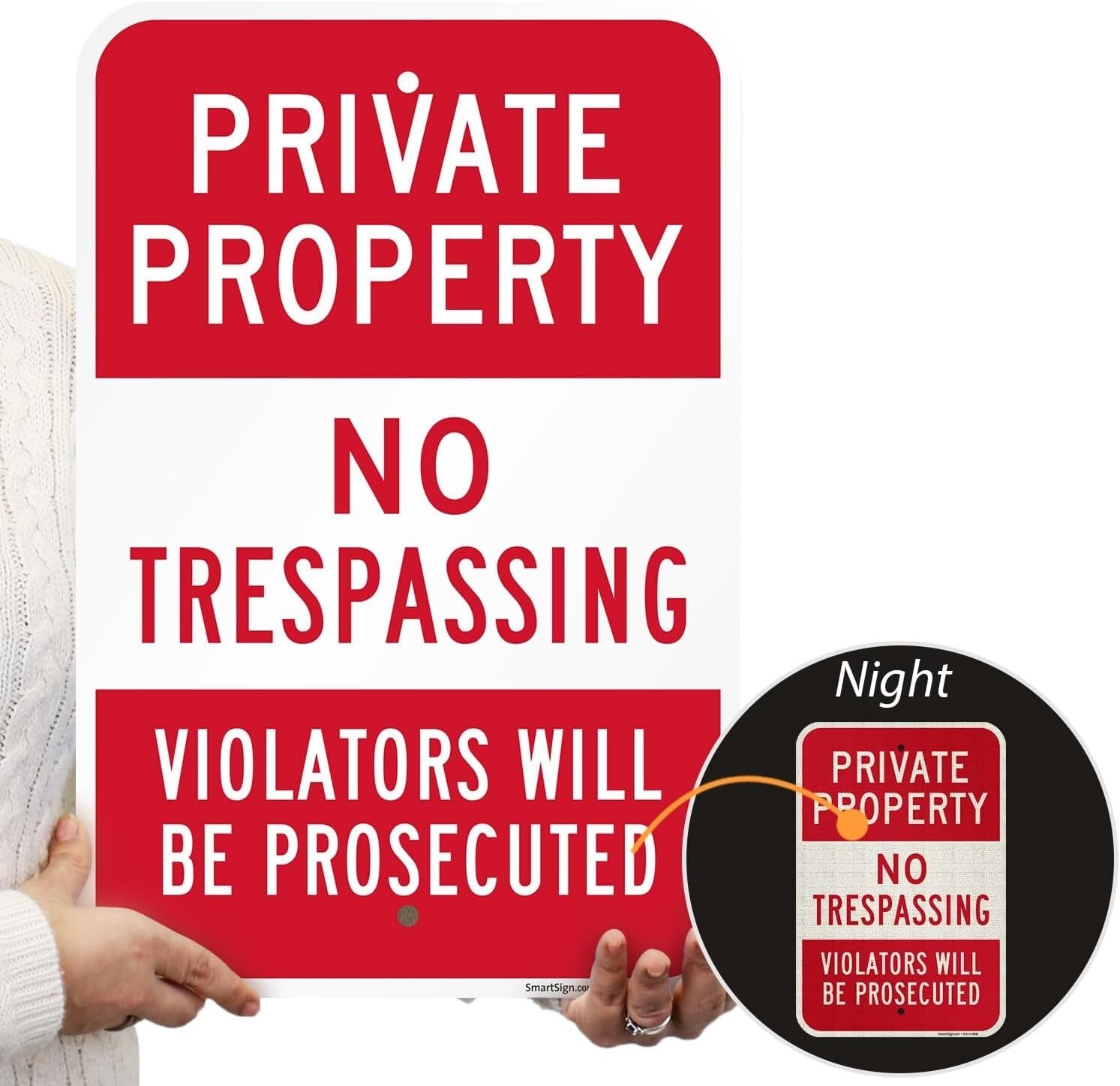 18x12 Private Property Signs - Reflective, Durable 4-Pack for Security Needs