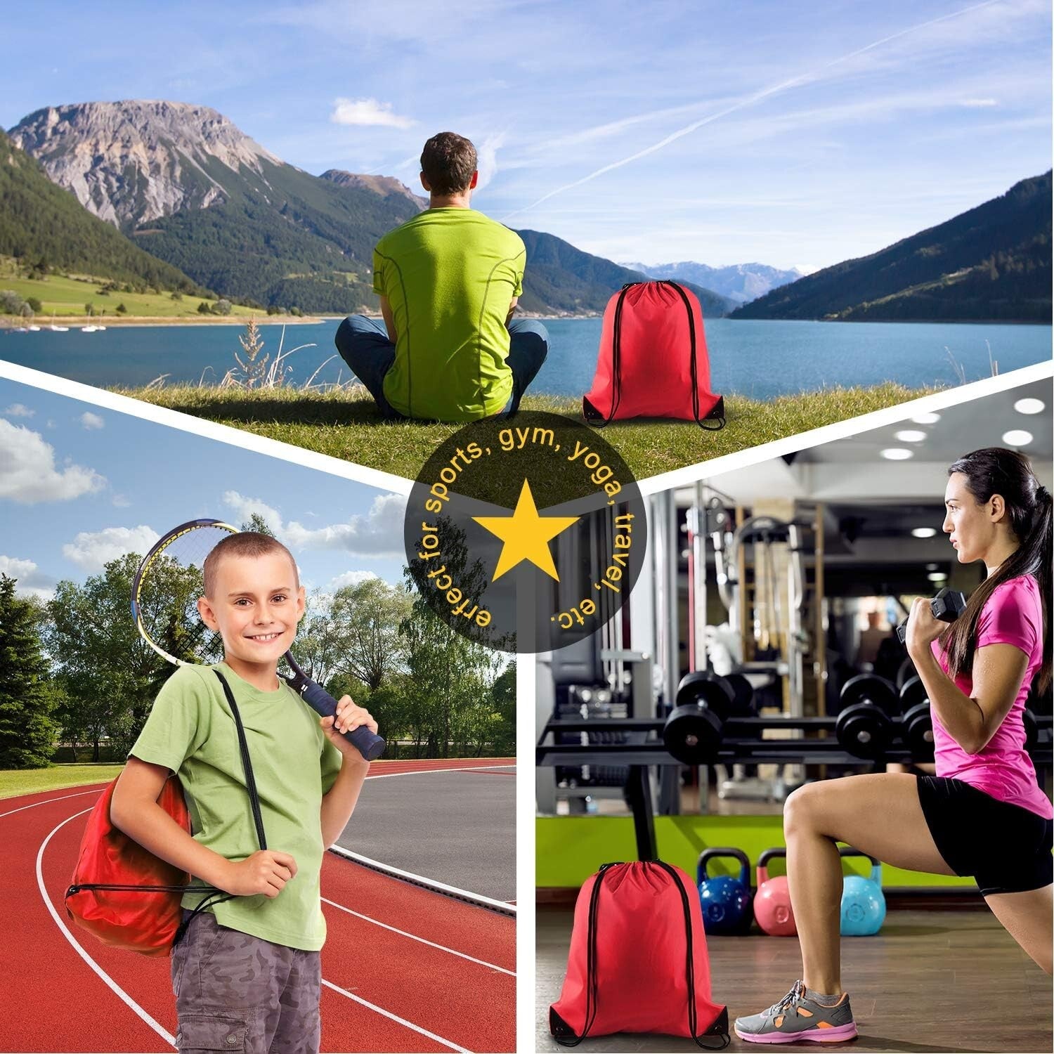 Bulk Red Drawstring Bags - 50 Durable Backpack Bags for Active Lifestyles