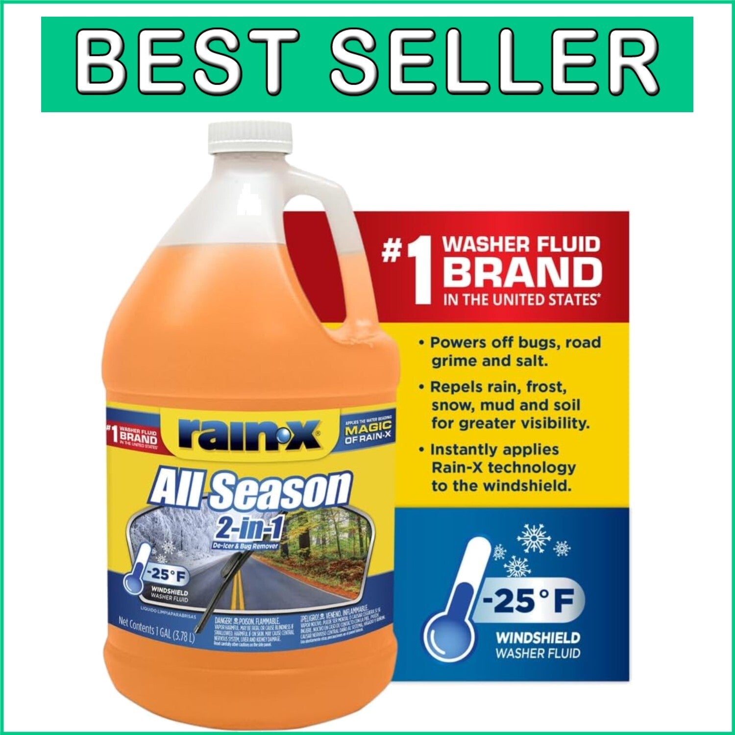 All Season 2-In-1 Windshield Washer -25°F, Pack of 6 Gallons, Liquid Cleaner