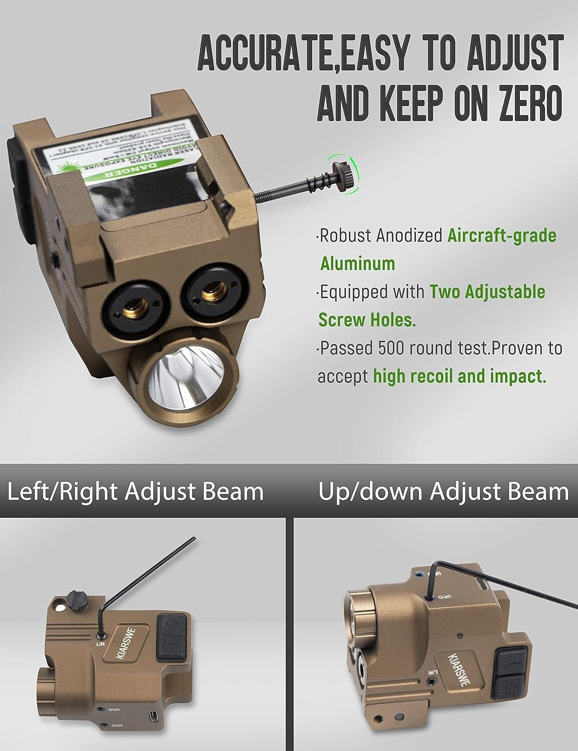 Picatinny-Compatible Red Green Laser Combo for Pistol & Rifle Accessories