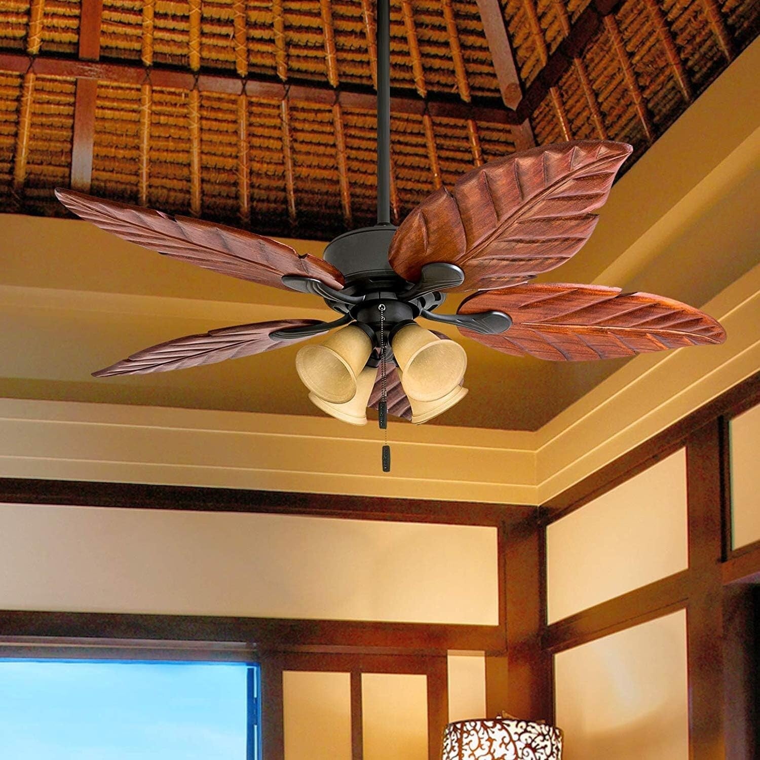 Elegant 52" LED Ceiling Fan with Wooden Blades & Remote Control - Bronze Finish