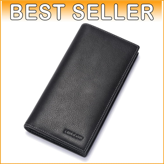 Elegant Vintage Black Calfskin Wallet - 15 Credit Card Slots & Cash Compartment
