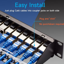Load image into Gallery viewer, Easy Install 19 Inch Inline Keystone Patch Panel for 24-Port Network Solutions