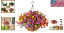 Load image into Gallery viewer, Easy Assembly Faux Flower Hanging Basket - Delightful Outdoor Decoration