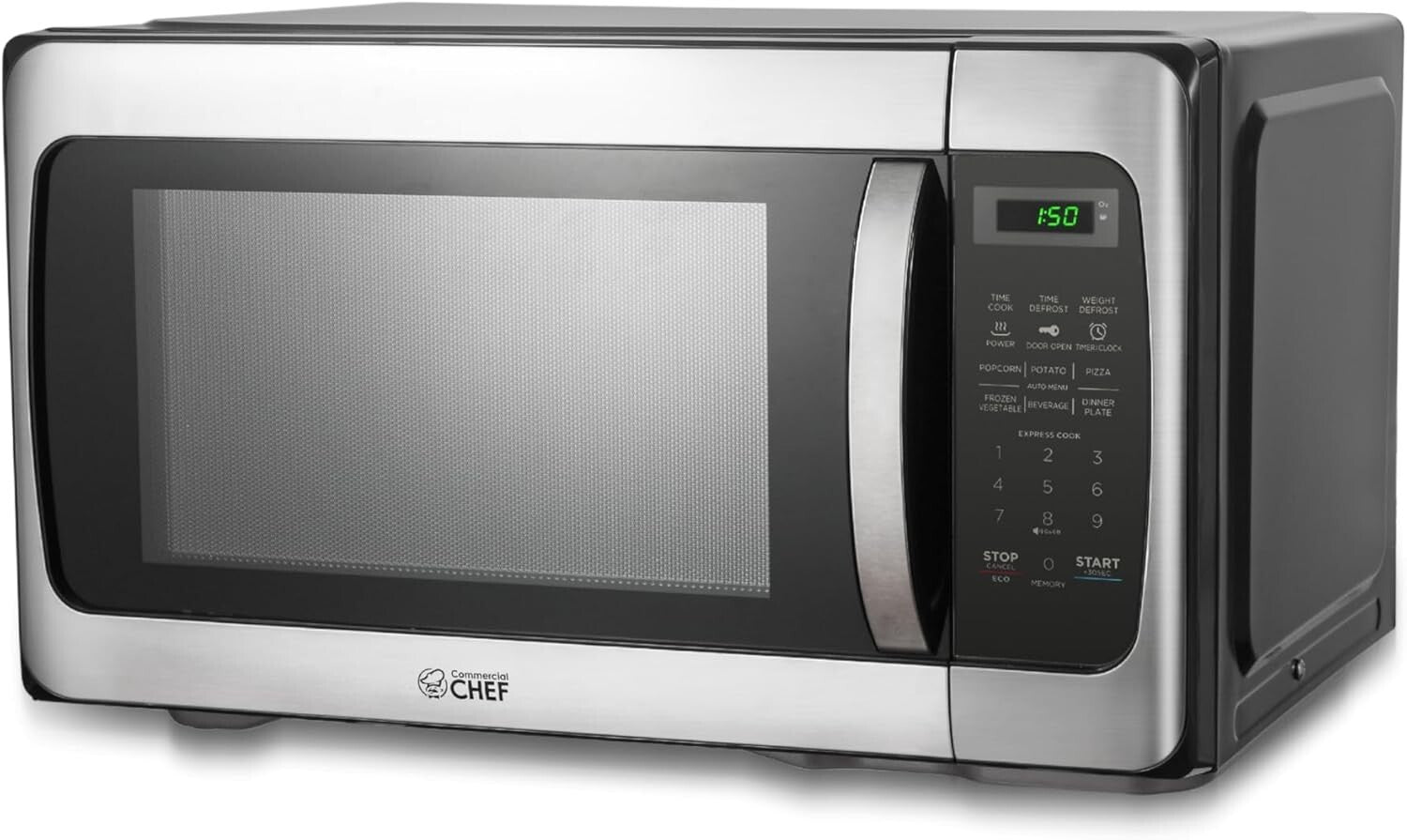 Compact countertop Microwave with Push Button Lock & 1000W Power - 1.1 Cu Ft