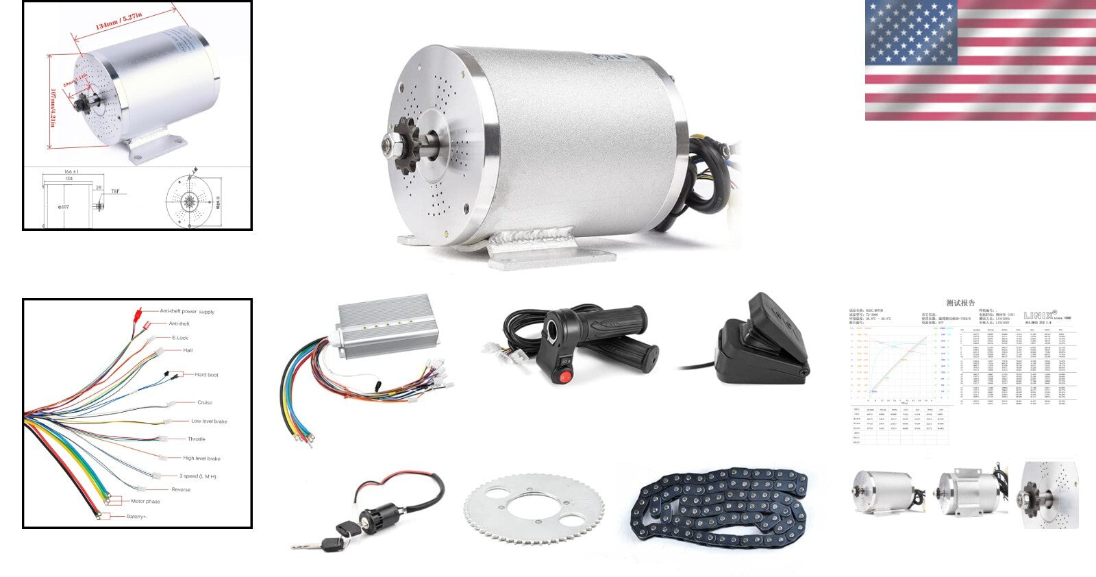 DIY Electric Scooter & E-Bike 72V 3000W Brushless Motor Kit with Speed Control