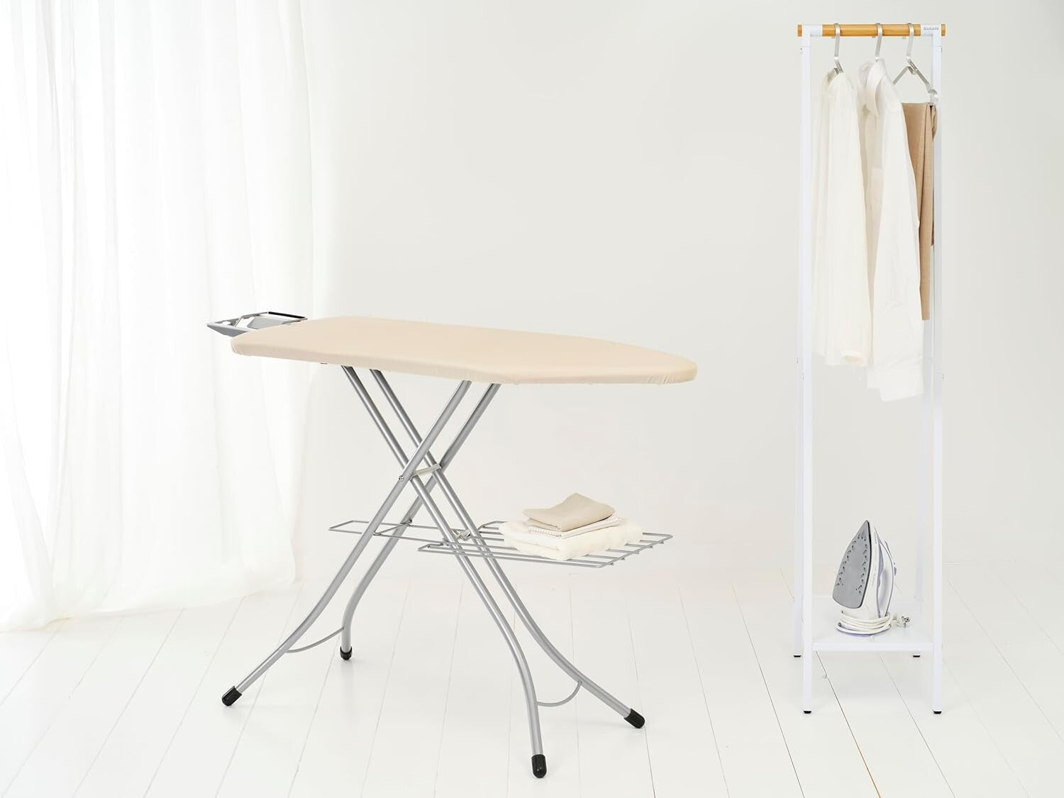Efficient Ironing Board with 7 Height Options & Child Safety Locks - Ecru