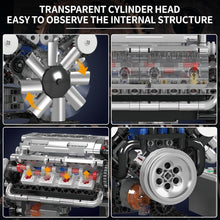 Load image into Gallery viewer, V8 Engine Building Blocks - 535 Pcs Model Kit with Motor &amp; Transparent Features