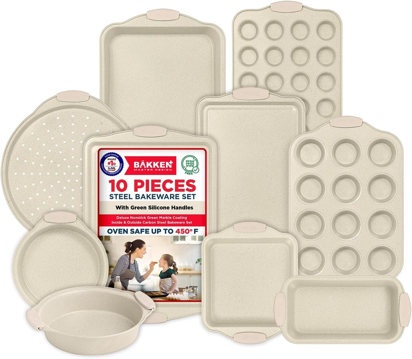 Durable Nonstick Baking Pans - 10-Piece Set for Kitchen and Restaurant Use