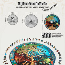Load image into Gallery viewer, Extra-Thick Round 500-Piece Wooden Puzzle with Creative Hand-Shaped Pieces