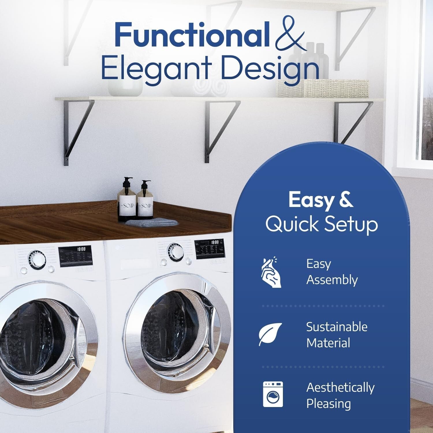 Durable Washer Dryer Counter Top with Non-Slip Pads - Perfect for Laundry Rooms