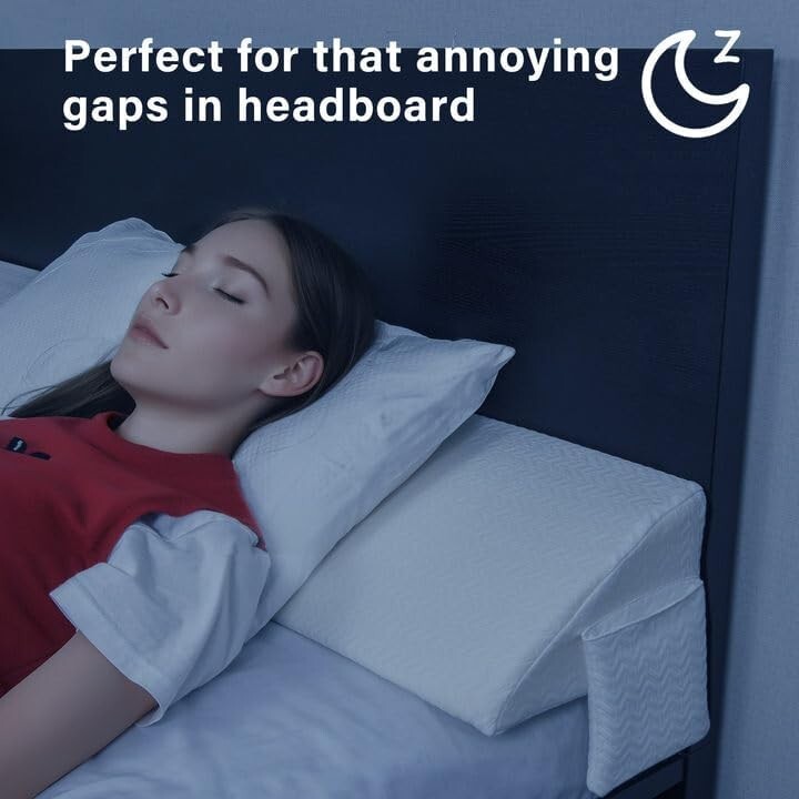 King Bed Wedge Pillow - Gap Filler with Storage Pockets for Ultimate Comfort