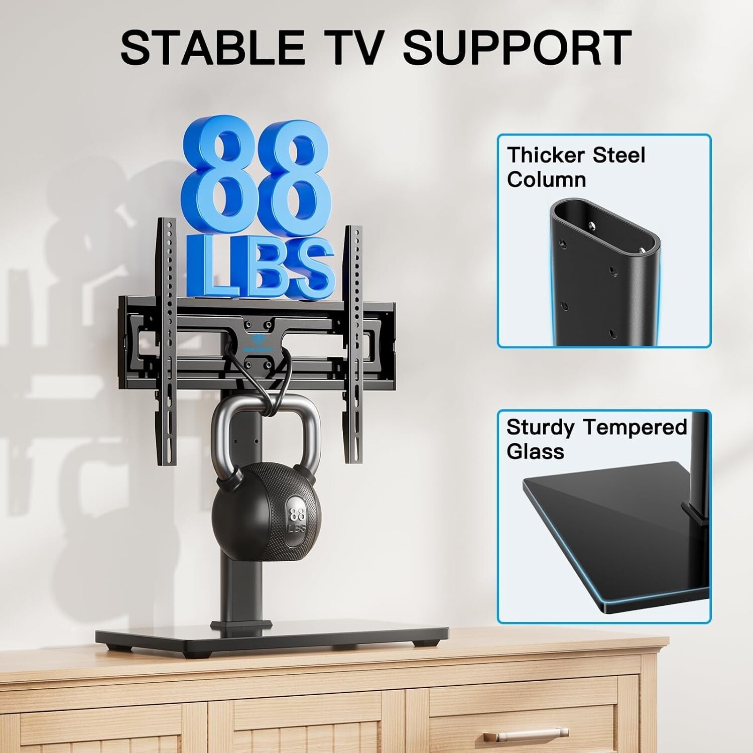 Durable Height Adjustable TV Stand for 32-65'' TVs - Swivel and Sturdy Design