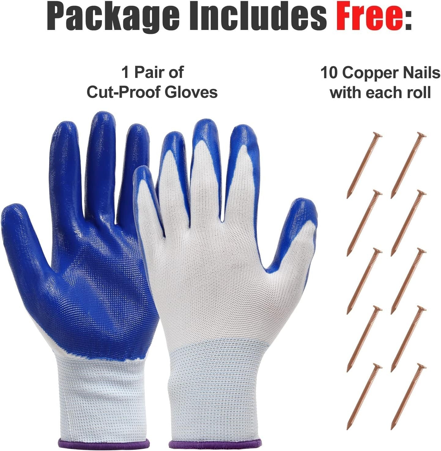 Durable 24 Ga Copper Flashing Roll - 0.5mm Thick with Gloves & Nails Included