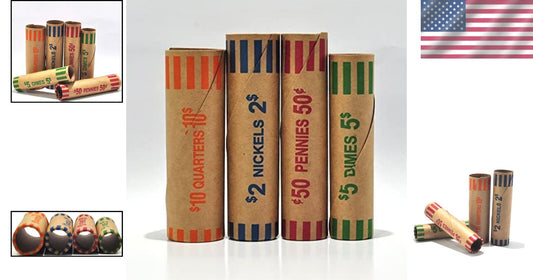 2800 Assorted Coin Rolls - Durable and Color-Coded Kraft Paper for Easy Sorting