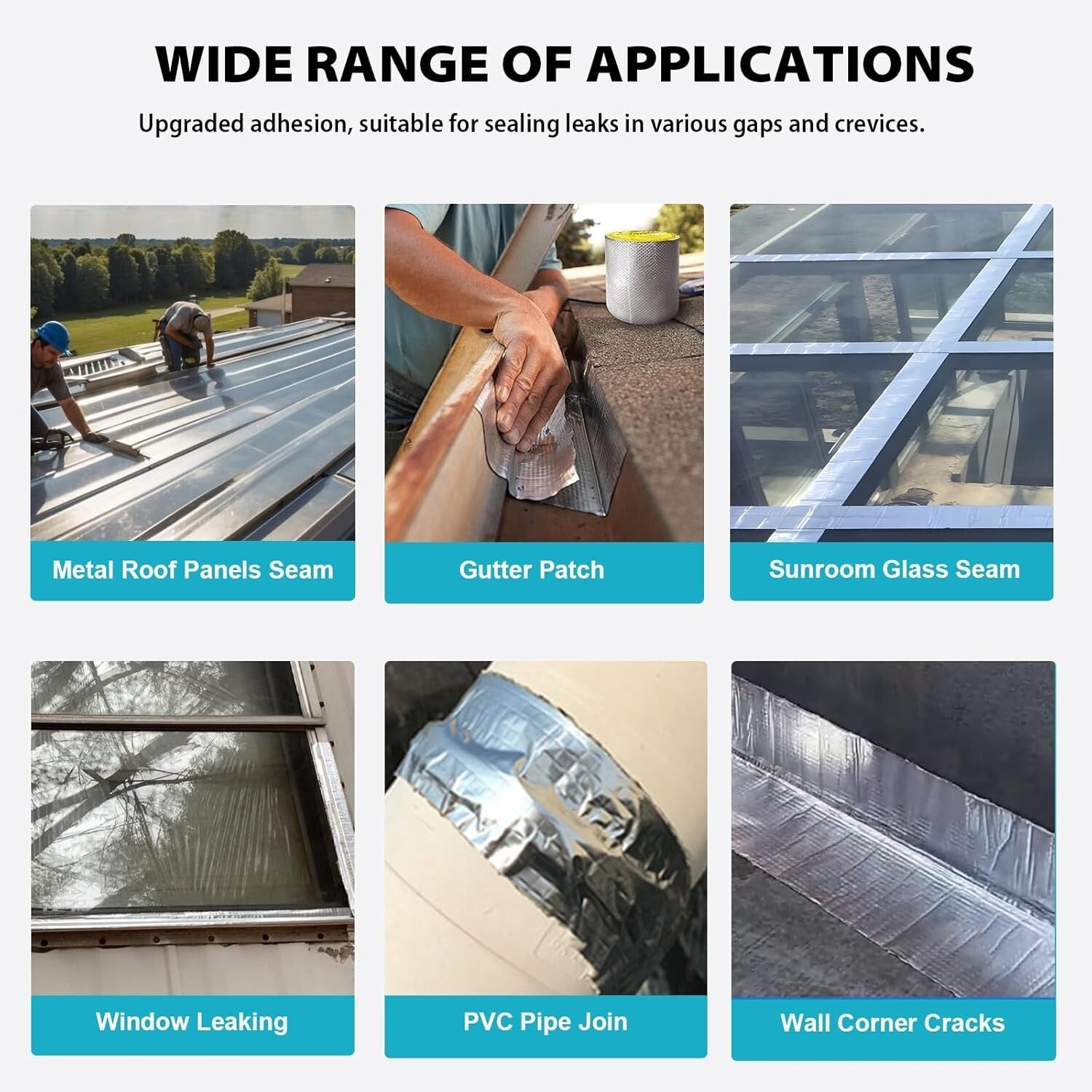 Strong Self-Adhesive Aluminum Tape for Metal Roof & Boat Leak Repair - 6"W