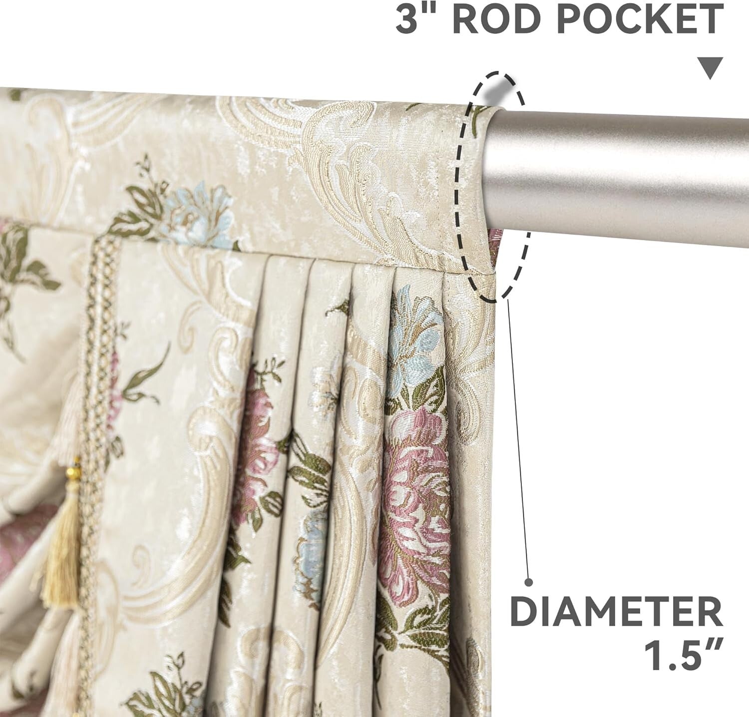 Classic Jacquard Swag Valance with Tassels - Perfect for Weddings & Holidays