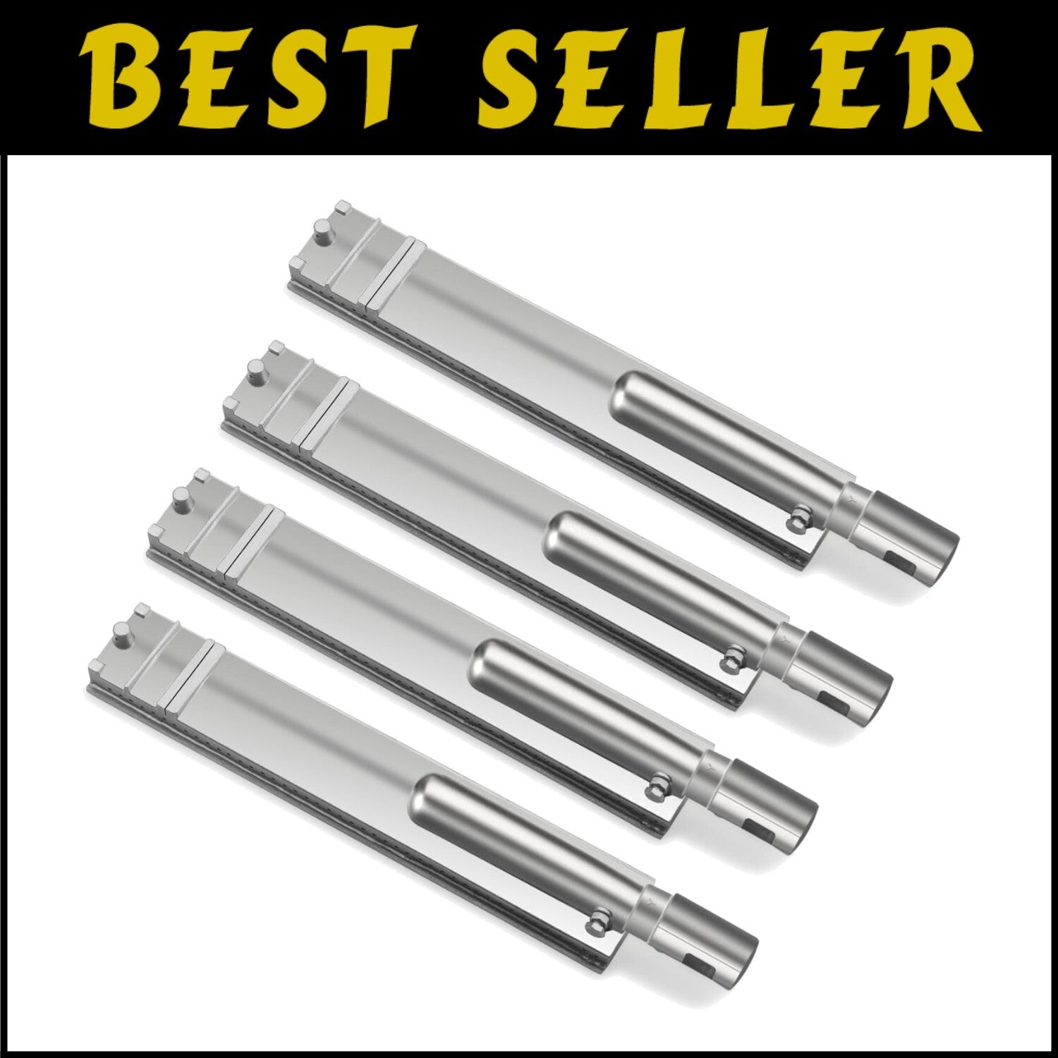 Durable 16 1/8" Stainless Steel Grill Burner Tubes with Air Regulator - Set of 4