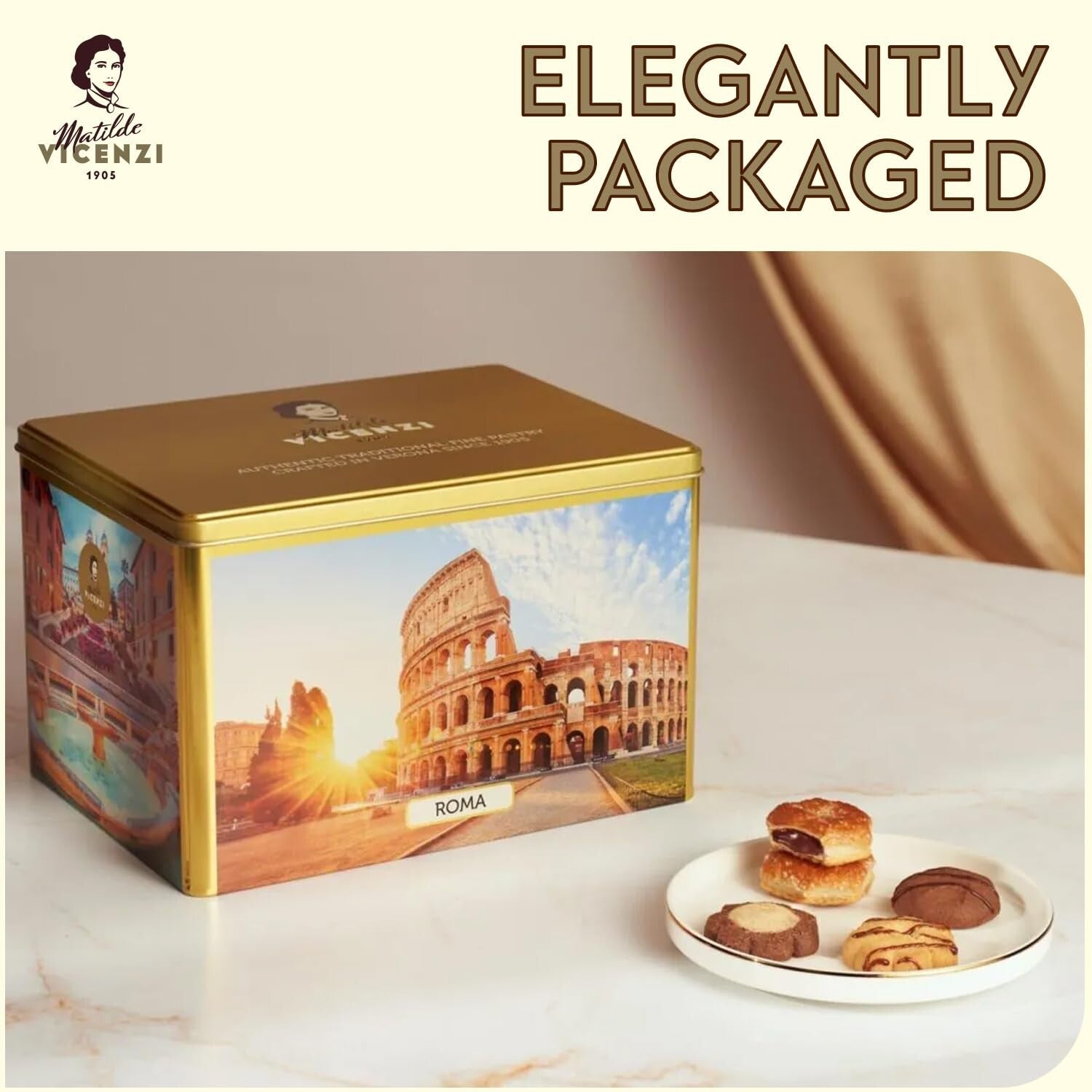 Elegant Matilde Vicenzi Cookie Tin - 32oz Italian Pastry Assortment for Gifts