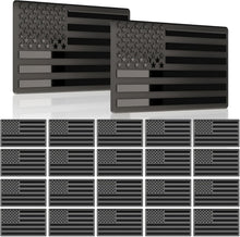 Load image into Gallery viewer, Durable 3D Metal All Black American Flag Stickers - 20 Pack for Cars &amp; Laptops