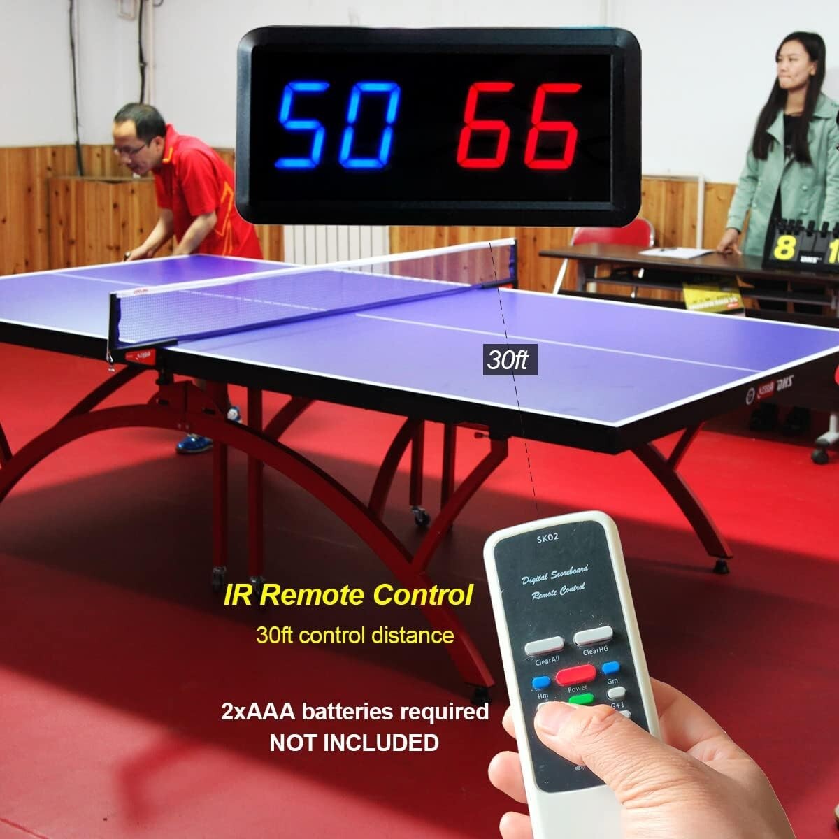 Dimmable LED Scoreboard for Basketball, Ping Pong, Baseball - Remote Control